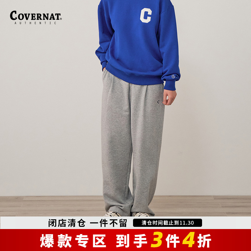 Covernat休闲裤春夏情侣同款男女抽绳松紧直筒宽松长裤潮流运动