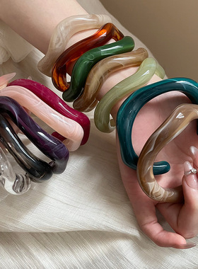 树脂晕染不规则开口异型手镯女小众设计感手环时尚简约手饰配饰