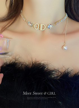 法式珍珠吊坠项链女款2025新款爆款轻奢小众高级感小香锁骨链颈链