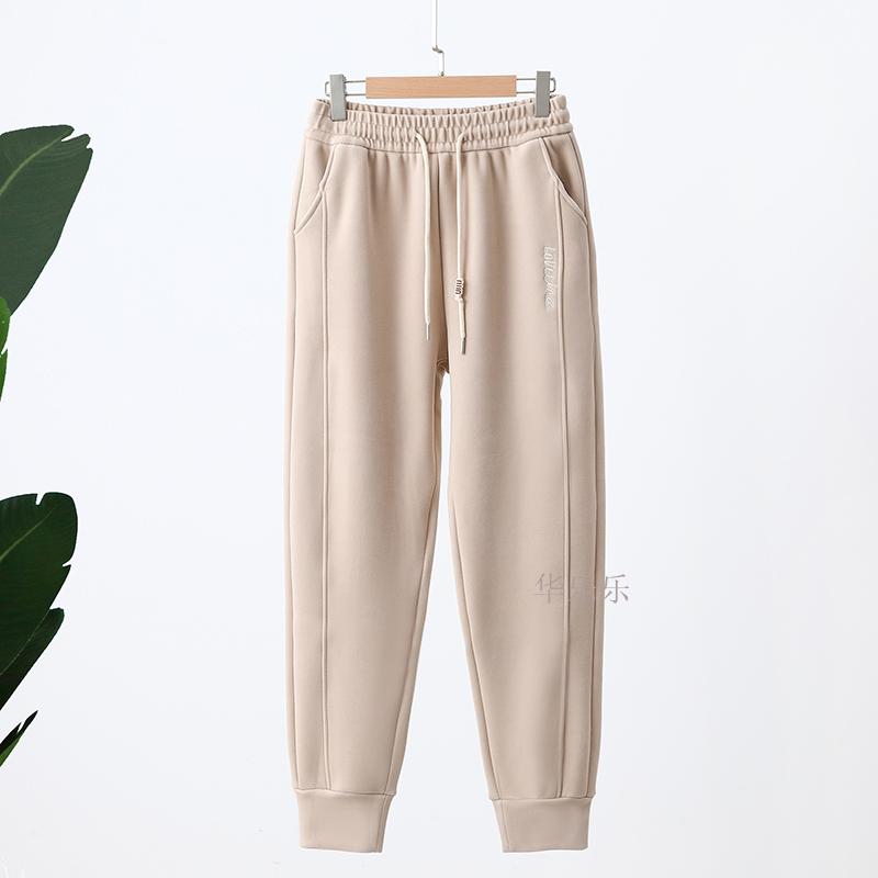 冬季加绒防风裤束脚保暖加厚卫裤