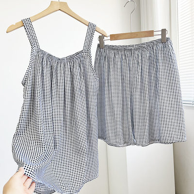 棉绸夏季ins套装宽松家居服套装