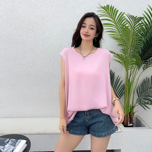棉绸无袖女纯色薄款背心上衣