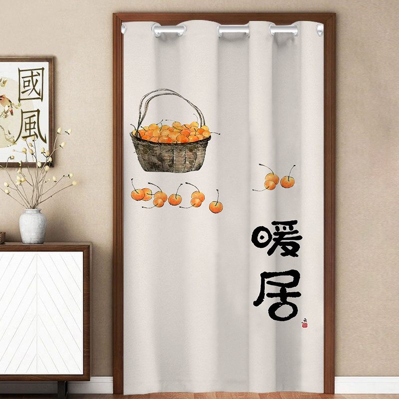 中式门帘冬季保暖防风帘隔断帘棉门帘加厚家用布帘免打孔帘子挂帘