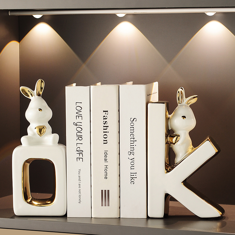 创意可爱兔子书档摆件现代酒柜
