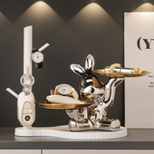 入户门口钥匙收纳玄关摆件置物架轻奢高档兔子家居客厅鞋 柜装 饰品