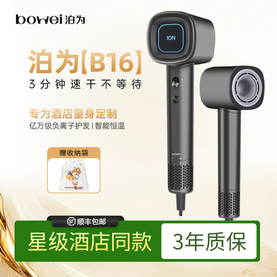 bowei泊为B16高速电吹风家用大风力负离子风筒星级酒店同款吹风机