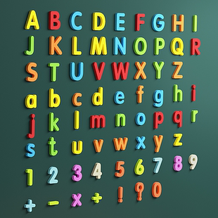 磁性字母贴黑板墙贴配件数字贴可磁吸磁力贴强磁性磁铁儿童益智教学教具26个英语大小写卡片复古磁贴白板磁贴