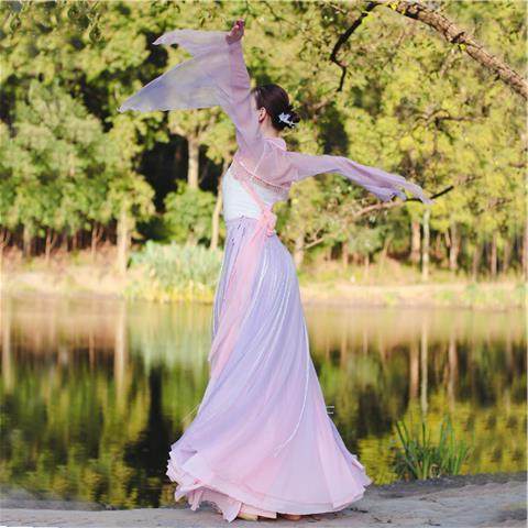 密棠原创一片式粉紫色渐