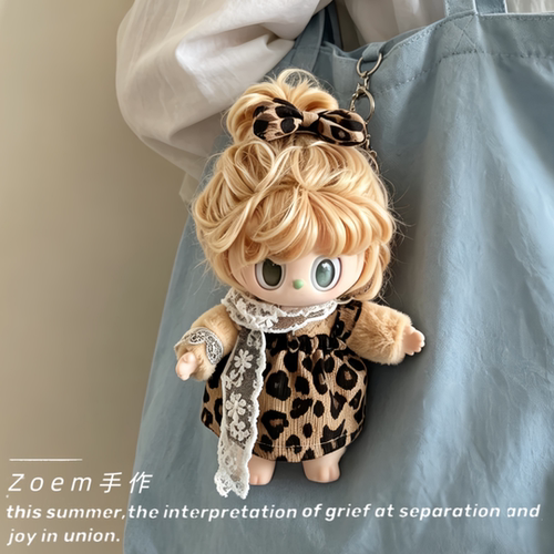 适配拉布布复古理发店衣服燕麦温差娃衣浅蓝序曲labubu公仔娃服