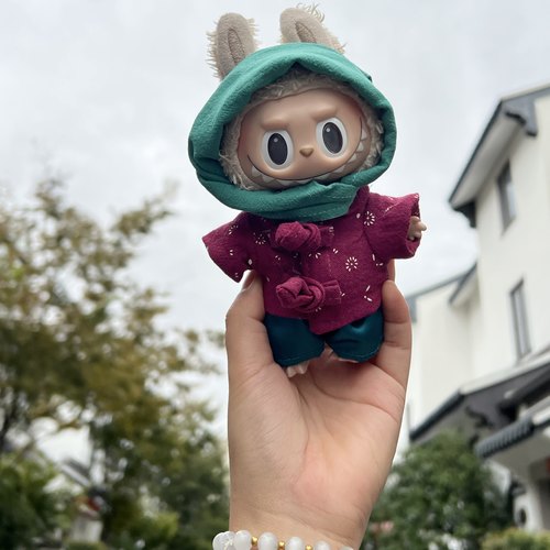 labubu新年针织娃衣一二三代拉布布搪胶衣服公仔前方高能棉袄服饰