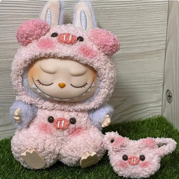 泡泡玛特拉布布可口可乐衣服玩偶labubu坐坐派对搪胶美滋滋娃衣