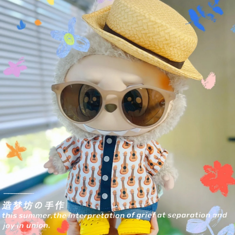 泡泡玛特labubu公仔衣服38cm拉布布娃衣mokoko套装大夏日服饰帽子