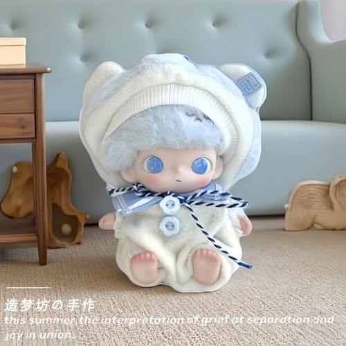 泡泡玛特dimoo新生日记娃衣守护玩偶蓝色衣服依赖搪胶玩偶公仔