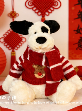 适用于jellycat海盗狗衣服31cm娃衣配饰毛衣背带裤新年衣服套装