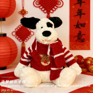 适用于jellycat海盗狗衣服31cm娃衣配饰毛衣背带裤新年衣服套装