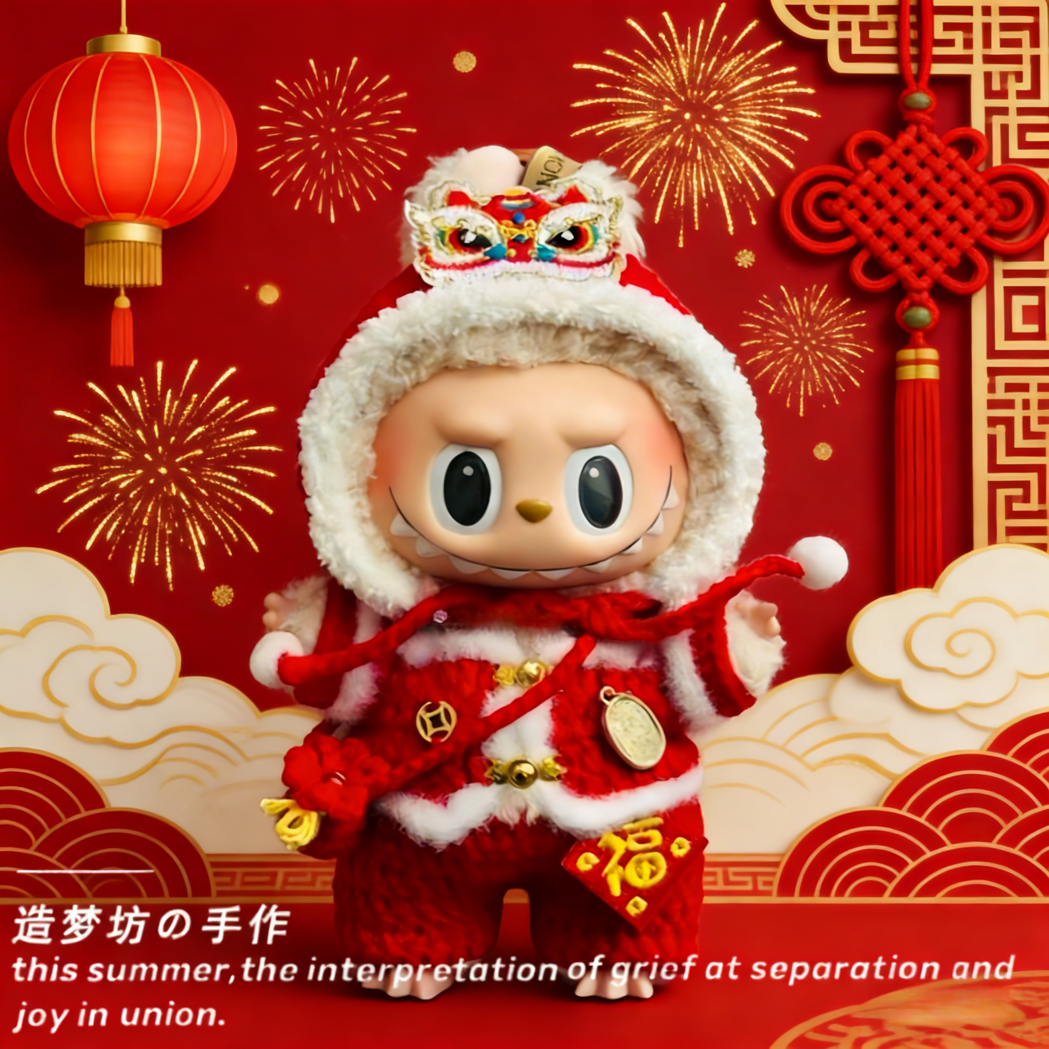 labubu娃衣套装新年一代马卡龙拉布布17cm娃衣v1搪胶公仔挂件醒狮,模玩/动漫/周边/娃圈三坑/桌游,棉花娃娃/毛绒玩具娃衣,淘宝优惠券,粉丝福利购,淘宝优惠卷