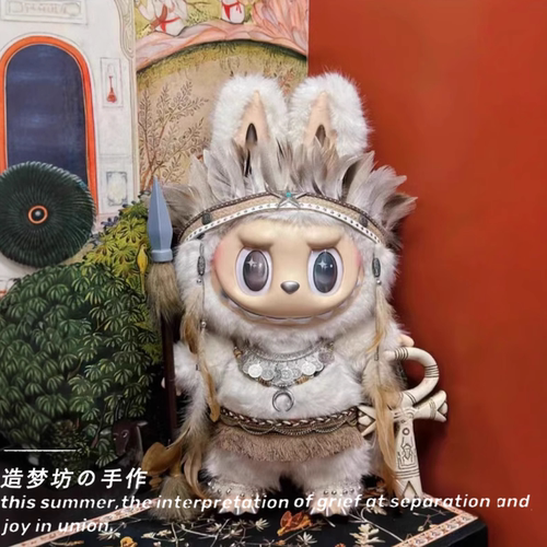 泡泡玛特labubu衣服搪胶58cm大娃十周年zimomo娃衣大天使装饰配件