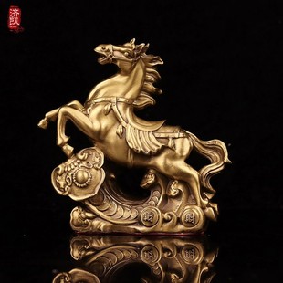 家居工艺品 济凯纯黄铜金钱跃马如意跃马摆件 办公桌摆件送礼好品