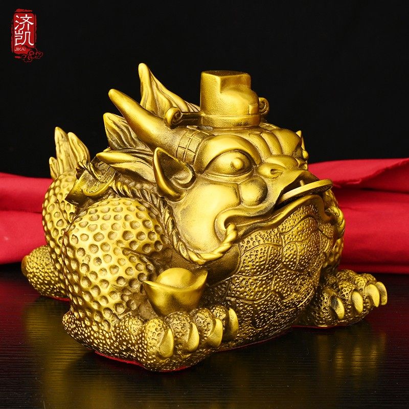 济凯纯黄铜金蟾摆件家居玄关工艺品办公桌书房电视柜摆件送礼好品,家居饰品,桌面摆件,淘宝优惠券,粉丝福利购,淘宝优惠卷