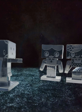 纸箱人情侣单身狗阿楞情侣手工金属拼装玩具礼物DIY模型创意摆件