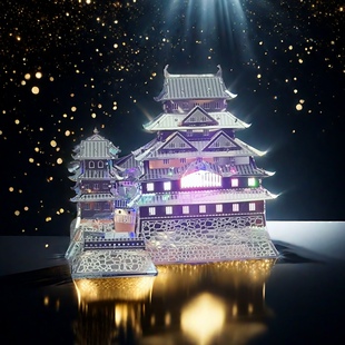 3d姬路城立体拼装古建筑金属拼装模型成人高难度手工模型摆件积木