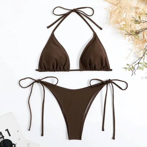 Three point small pit stripe split swimsuit三点式小坑条泳装