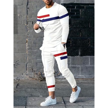 Long sleeved pullover print two-piece set长袖套头印花两件套