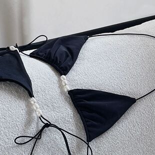 Strap swimsuit splicing waist set low 绑带拼接低腰比基尼套装