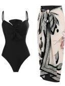 two Bow set蝴蝶结连体泳衣两件套 piece swimsuit tie one