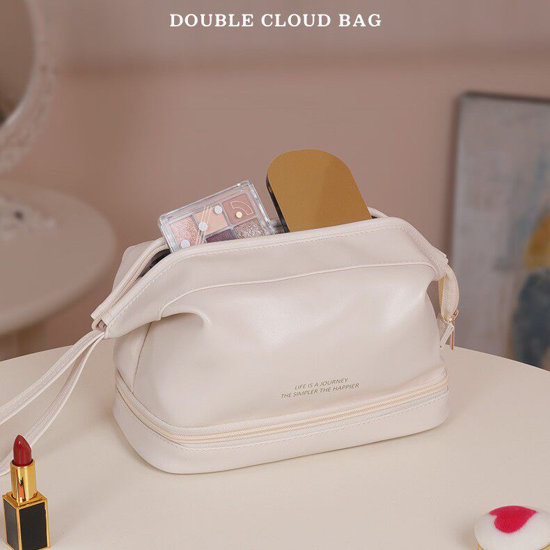 日本进口洗漱包双层云朵化妆包大容量便携式旅行晚宴收纳包洗