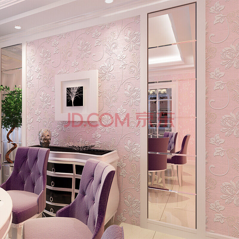 米迪（MIDI）欧式田园浮雕立体3D无纺布餐厅壁纸客厅电视背景墙卧