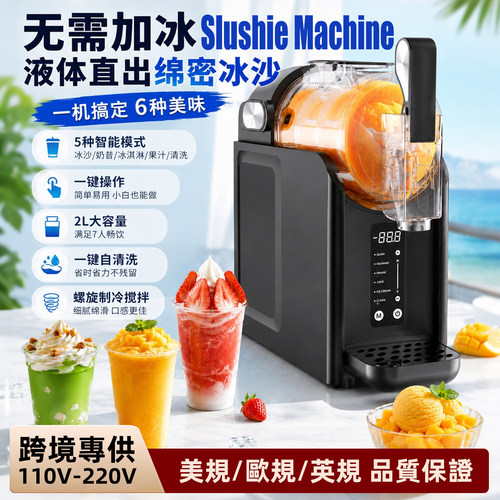110V伏美规220V欧规冰沙机家用全自动冰淇淋机奶昔机雪融机冷饮机