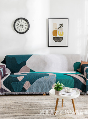 懒人日系沙发盖布高级防滑全包覆古民宿绿色双人沙发罩沙发巾粗布