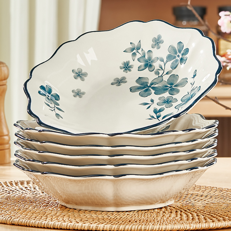 景德镇盘子家用菜盘2025新款釉下彩陶瓷餐具饭碗盘子特别好看的盘