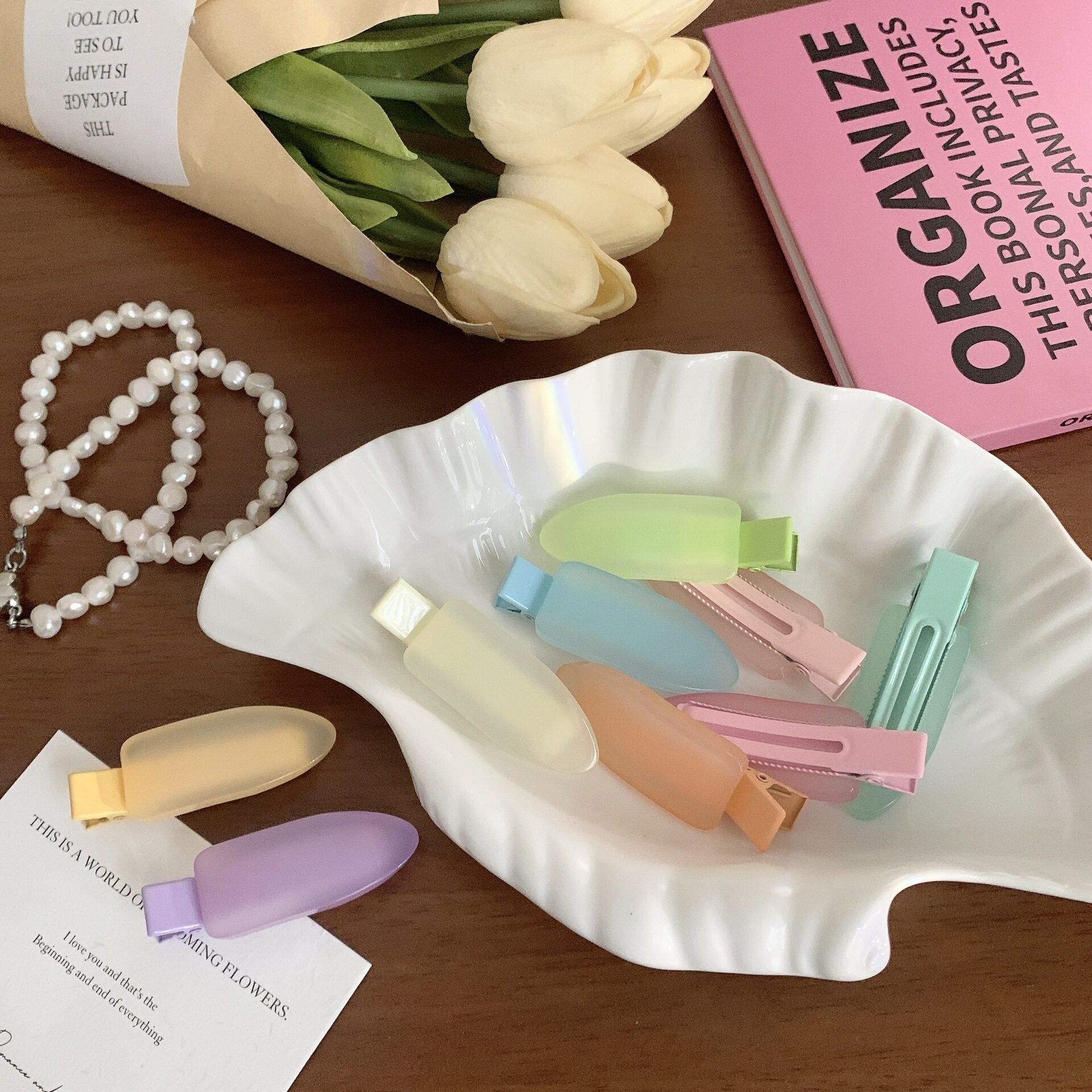 春夏果冻糖果色一字夹基础百搭无痕化妆夹碎发刘海夹鸭嘴夹发饰品
