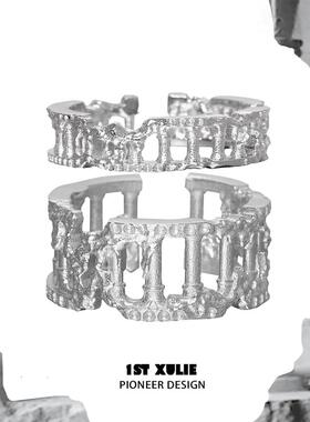 情侣戒指纯银原创小众设计冷淡风高级感开口食指戒不掉色