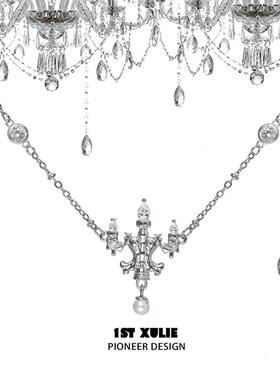 水晶灯纯银项链不掉色原创小众设计冷淡高级甜酷2025新款