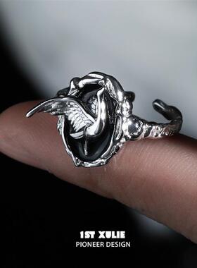 灵鹤浮生纯银戒指新中式2025新款原创小众设计高级冷淡风