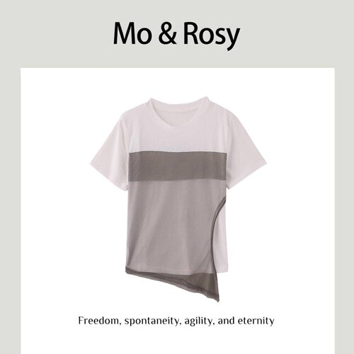 MO&ROSY【星光点点】不规则百搭圆领短袖MR512D084
