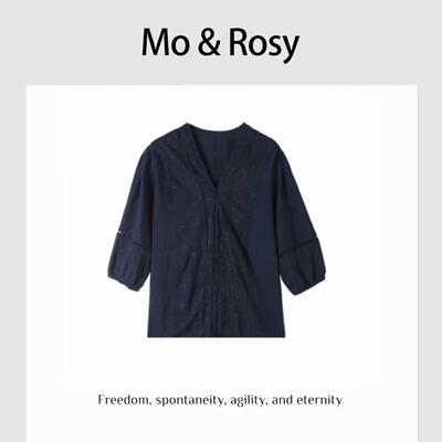 MO&ROSY【露水年华】气质拼接时尚镂空上衣MR513S061