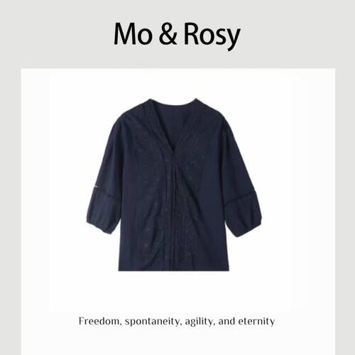 MO&ROSY【露水年华】气质拼接时尚镂空上衣MR513S061