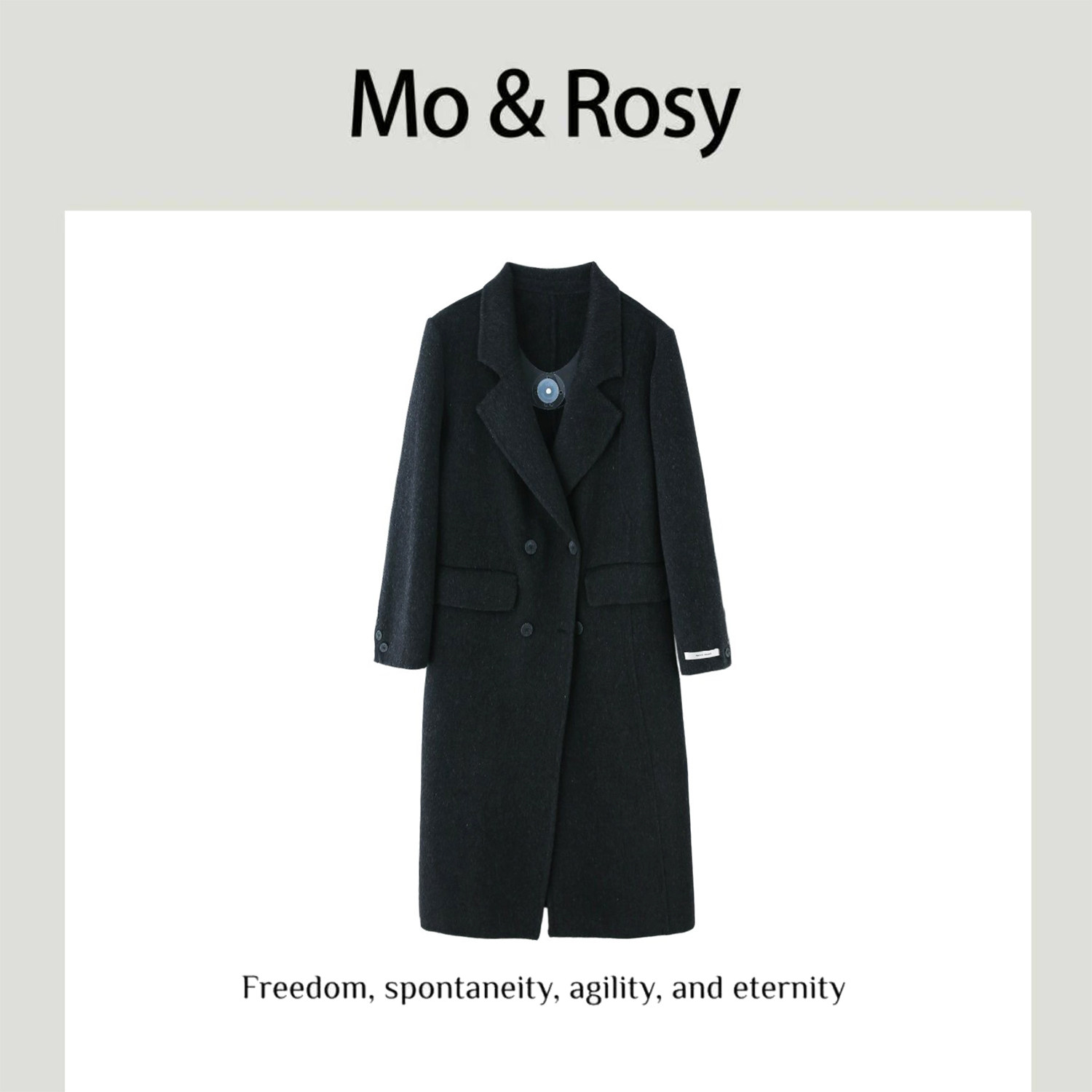 MO&ROSY【首尔甜心】  百搭个性翻领中长款外套MR821W027