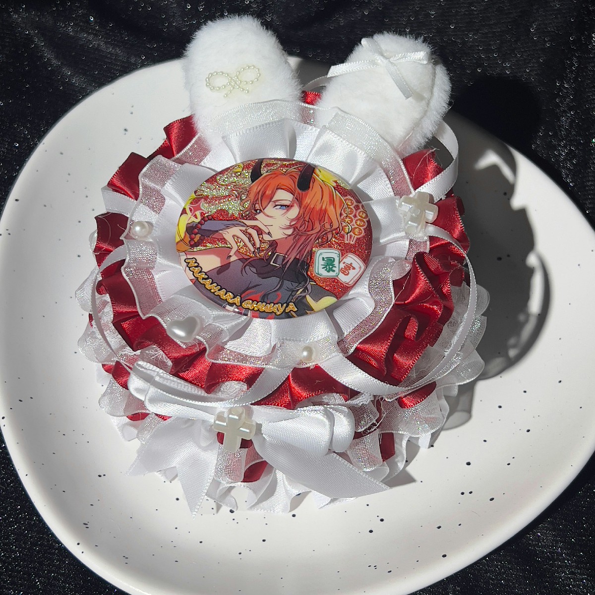 （可带蛋糕盒）可爱兔耳蕾丝蛋糕吧唧托二次元周边生日礼物摆阵托