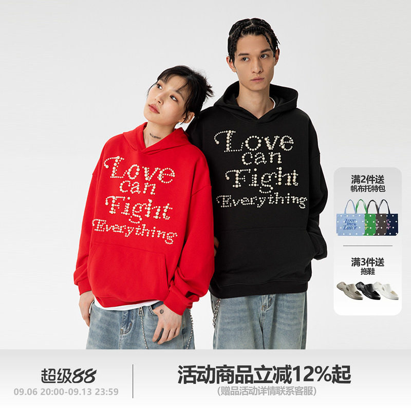 LML珍珠定珠工艺戴帽卫衣春秋潮图片