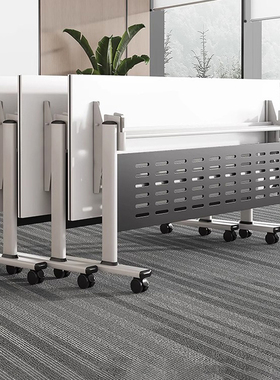 折叠会议桌可移动拼接长条桌双人带轮多功能办公桌培训课桌椅组合