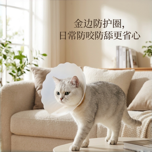 伊丽莎白圈PU皮按扣宠物项圈