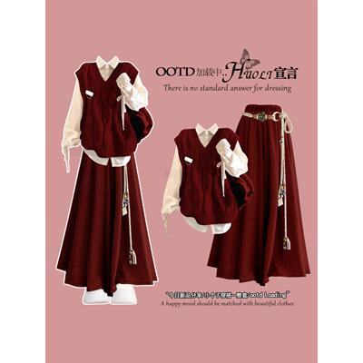 圣诞节服装女冬季穿搭红