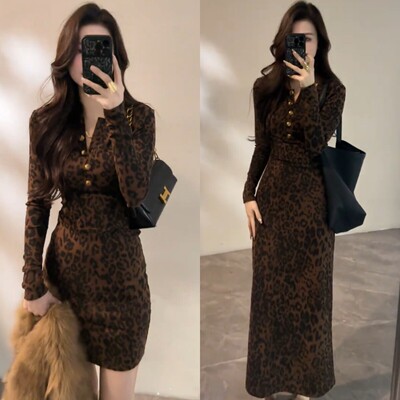 欧货复古豹纹高级感收腰