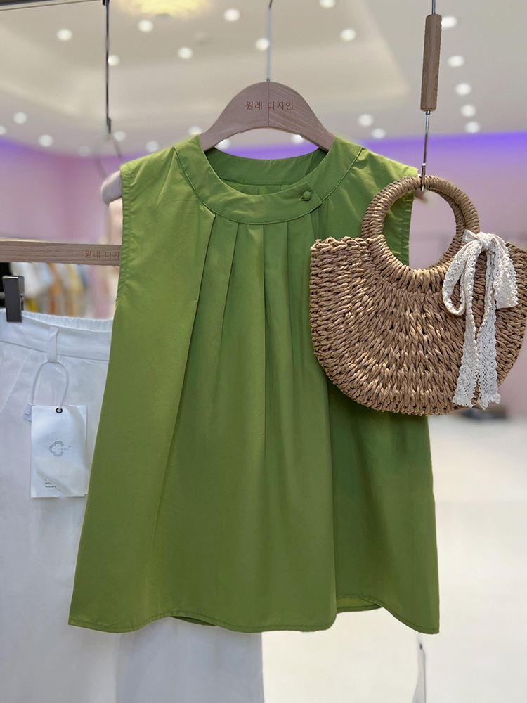 韩系挂脖别致设计上衣