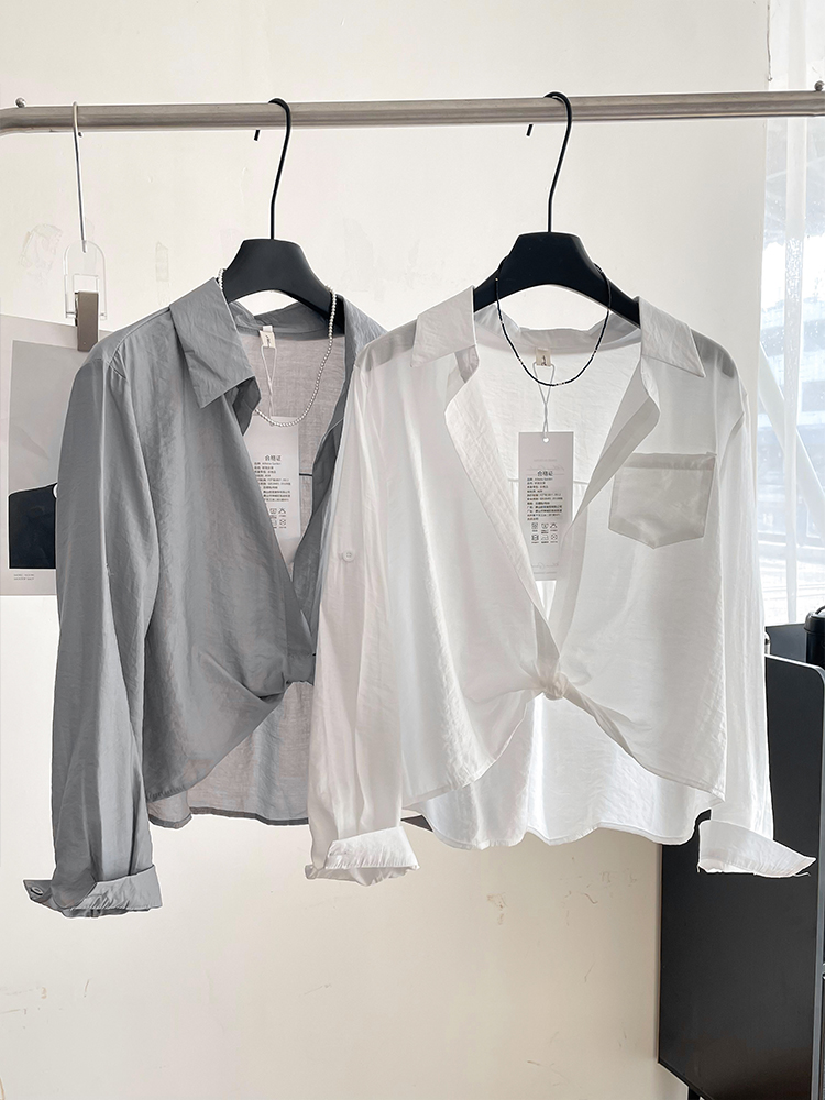 时尚简约纯色百搭防晒衬衫